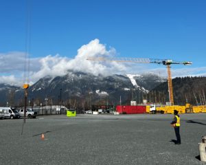 Liebherr EC-B 6 Crane in Bigfoot Crane Company Yard with Mount Cheam