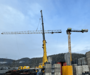 Liebherr EC-B 6 assembly in Bigfoot Crane Company Yard in Vancouver, British Columbia